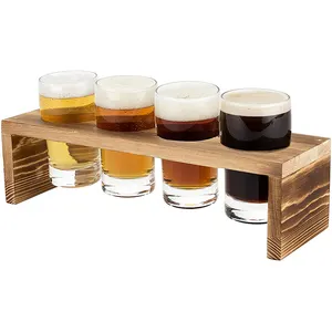 天然啤酒飞行木托盘批发啤酒品尝套装优雅的木材与啤酒相得益彰