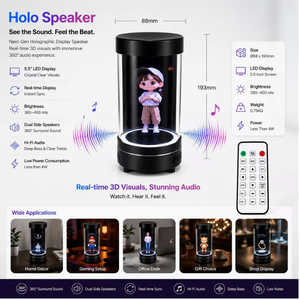 Haut-parleur holographique léger de 5,5 pouces avec affichage visuel 3D en temps réel, audio USB intégré et haut-parleurs latéraux doubles - Product Image 1