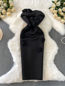 <span class=keywords><strong>Abito</strong></span> da sera <span class=keywords><strong>senza</strong></span> <span class=keywords><strong>spalline</strong></span> con applicazioni floreali 3D - Elegante <span class=keywords><strong>abito</strong></span> <span class=keywords><strong>midi</strong></span> aderente per banchetti e feste - Product Image 3