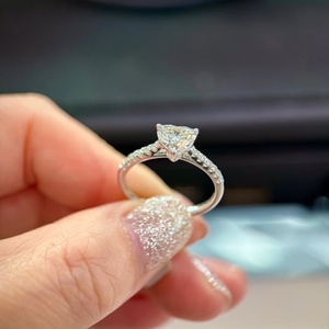 Heart Shape Lab Grown Diamond <b>Ring</b> 1CT IGI Certified Brilliant Cut 14K 18K Gold Channel Set Pave Engagement - Product Image 2