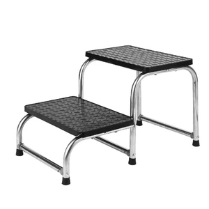 Non Slip Two <b>Step</b> <b>Stool</b> Chrome Steel Platform <b>Step</b> with Rubber Feet for Medical Clinic Home - Product Image 1