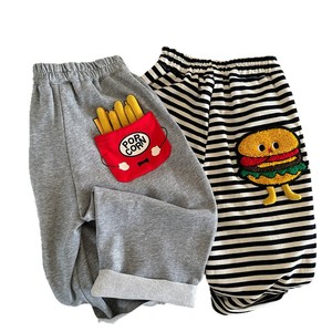 Tongxingyuan Childrens Long Pants Autumn Cotton Knitted Casual Pants Boys Striped Solid Color French Fry Hamburger Design - Product Image 5