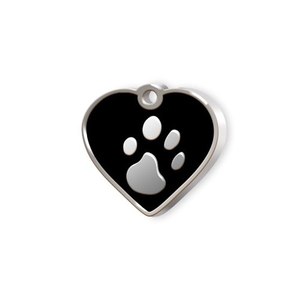 Pet Tag Mini <b>Black</b> <b>Heart</b> With Paw Print Ornament - Product Image 1