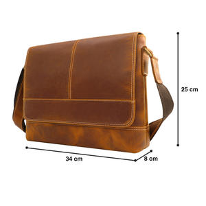 Sac à bandoulière rétro en cuir Crazy Horse pour hommes et garçons, grande capacité, multifonctionnel, sac messager, sac de travail, sac de transport - Product Image 3