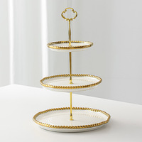Assiette à gâteau en céramique haut de gamme de style européen, vaisselle jetable de luxe léger pour fête, plat à perles de Phnom Penh, goûter de l'après-midi