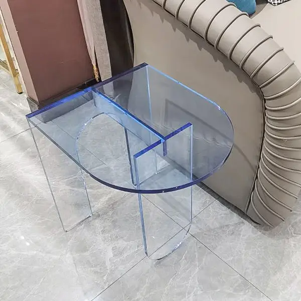 Three Legs Simple Minimalist Acrylic Coffee Side Table Arch Inspired Acrylic Side Table