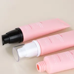Tabung plastik biru merah muda, jenis Remas 30g 50g 100g 120g Losion badan krim Cuci wajah untuk paket kosmetik dengan kepala pijat