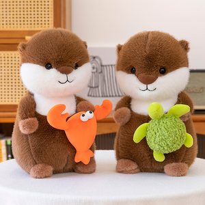 Peluche di Lontra Carina e Gambero Gluttono, Giocattoli di Peluche per Bambini, Regali di Compleanno, Bambole di Stoffa in Poliestere, Vendita Calda per l'Esportazione - Product Image 5