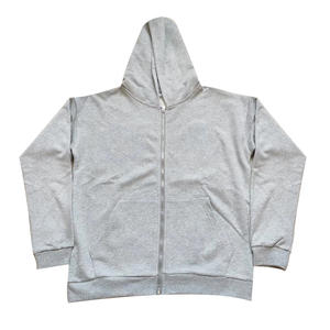 Fabricante de Sudaderas con Capucha Personalizadas con Doble Cremallera, Sudaderas con Capucha Extra Grandes y Gruesas de Color Gris para Hombre - Product Image 3