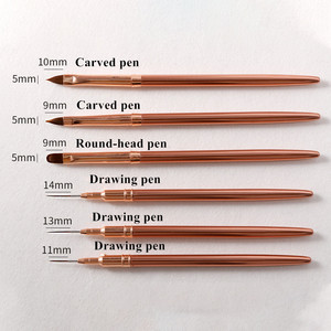 Pinceau à ongles en poils de Kolinsky avec manche en métal or rose, virole sertie, pinceau fin pour la peinture au gel UV - Product Image 3