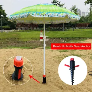 البلاستيك مظلة الشاطئ مرساة توضع في الرمال العشب اوجير التخييم في الهواء الطلق فناء الحديقة Windproof الثقيلة دوامة دوامة الوقوف سبايك حديقة المنزل