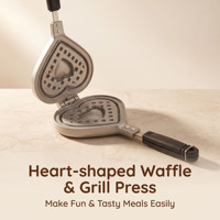 Máquina para Hacer Waffles con Forma de Corazón, de Aluminio Fundido, 35x15cm, Antiadherente, para Estufa de Gas, con Anillo de Bloqueo y Colgador, para Cocina