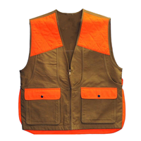 Gilet de chasse imperméable en polyester Oxford, kaki, orange fluo, haute visibilité, fermeture éclair sur le devant, multi-poches, pour hommes, fournisseur en gros