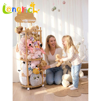 Armoire de rangement multifonctionnelle moderne en bois durable et écologique pour animaux en peluche, avec panier de basket, organisateur de jouets mignon pour chambres de tout-petits