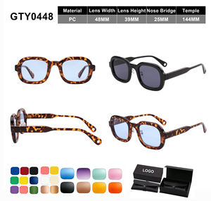 Nouvelles lunettes de soleil pour femmes de style rétro européen et américain, simples et haut de gamme, carrées, petites, en PC, avec verres polarisés <span class=keywords><strong>color</strong></span>és et logo imprimé - Product Image 1