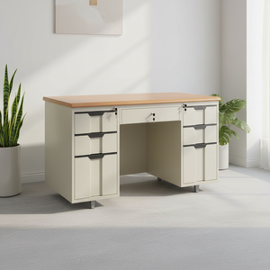 Bureau d'ordinateur confortable avec structure en acier et tiroirs verrouillables - Product Image 1