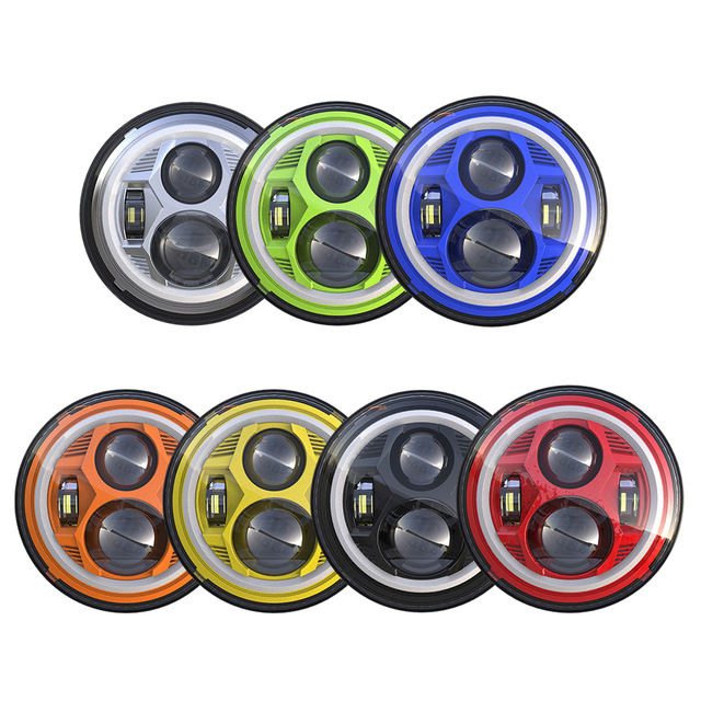 Dot Approved E9 Halo Led 7" Round Headlamps for Motorcycle Thar Headlight