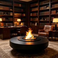 Cheminée à vapeur d'eau ronde autoportante design, flamme dynamique, contrôle intelligent pour salon moderne