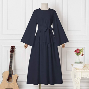 Vente chaude Style Simple robes marocaines caftan turquie couleur unie Golfe Abayas islamique femmes longue robe musulmane robe saoudienne - Product Image 3