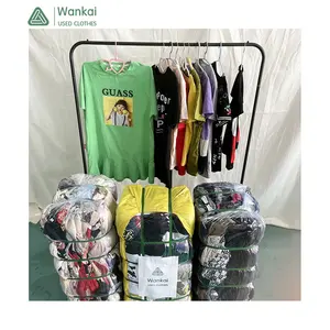 CwanCkai vendite calde donne alla moda vestiti usati vestiti usati misti, fornitore di balle dirette in fabbrica t-shirt da donna usata (corta)