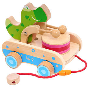 Carrito de madera personalizado para bebé, juguete educativo para niños con tambor de <span class=keywords><strong>cocodrilo</strong></span>, extraíble - Product Image 5