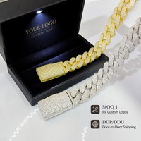 Collier Hip Hop 17mm Iced Out Cuban Link en Laiton avec Zircon Cubique 5A et Moissanite pour Grossistes de Marques, Longueur Personnalisée, Vente Directe Usine