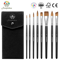 Ensemble de pinceaux professionnels en poils de poney pour aquarelle, logo personnalisé, manche en bois, pinceau d'artiste pour peinture acrylique et aquarelle