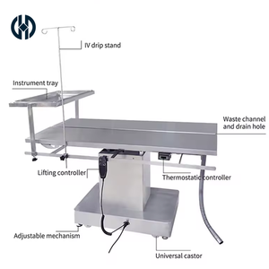 Table de chirurgie <span class=keywords><strong>vétérinaire</strong></span> soudée de haute qualité avec seau à déchets en acier inoxydable, support de perfusion et plateau pour cliniques vétérinaires - Product Image 6