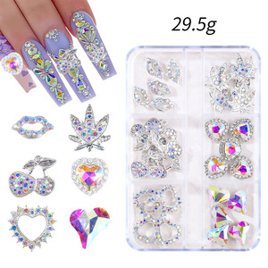 Kit de Cristales de Uñas 3D de Diferentes Formas, Caja de Diamantes de Imitación Dorados para Decoración de Manicura - Product Image 1