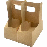 Porte-gobelet en papier jetable de qualité alimentaire avec poignée, forme rectangulaire, matériaux recyclés pour utilisation à emporter