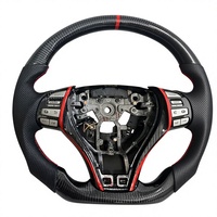Volant en fibre de carbone avec écran LED, surpiqûres rouges, cuir perforé pour un design sportif pour Nissan Altima - Universel
