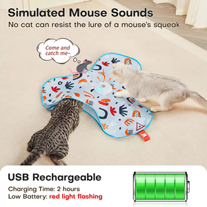 Jouets interactifs pour chats en plastique rechargeables, jouet pour chatons à faire cachette, jouet à plumes mobiles activé par le toucher, design de jouet à plumes cachées - Product Image 5