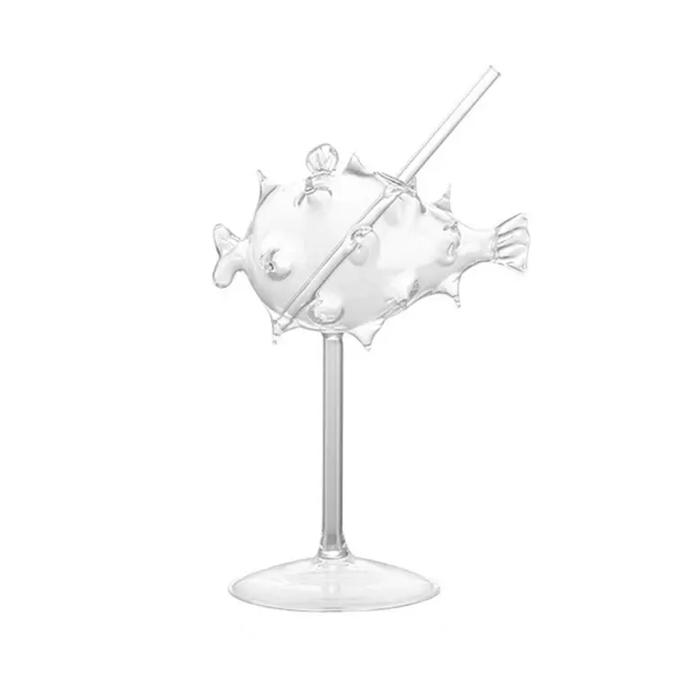 Stile americano Realistico Puffer Pesce Molecolare Bicchiere Da Cocktail Balloonfish Globefish Paglia Calice di Vetro di Miscelazione Vino Margaret Tazza