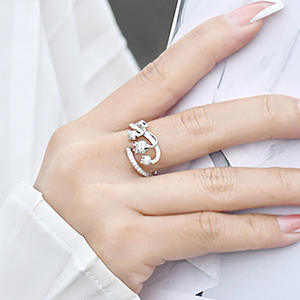 Anello in Argento Q353 con Diamante, Gioiello Romantico da Sposa per Donna, Diamante Naturale Taglio Brillante Rotondo Colore G - Product Image 3