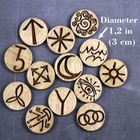 24pcs Wizard Rune Set Alchimique Bois Sculpté Méditation Autel, Outils de Divination et Cartes Décoratives en Bois pour la Maison
