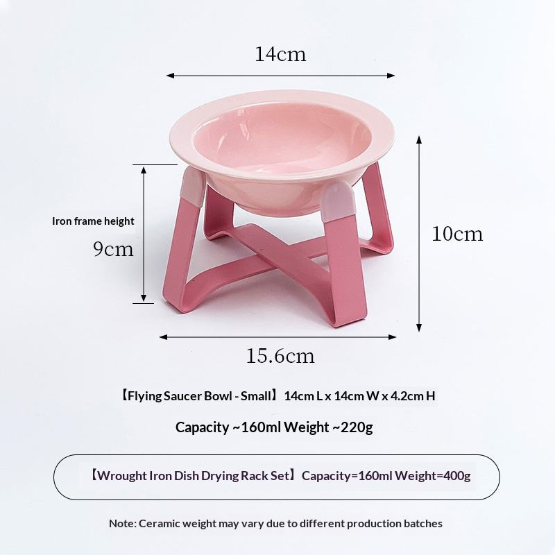 Gamelle pour animaux [Rose vif] + Support court [Rose]