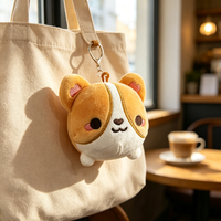 Porte-clés en peluche chien Corgi 10 cm personnalisé OEM, jouet en peluche Kawaii brodé, cadeau promotionnel