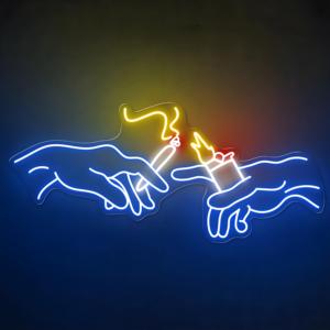 Cailemeng el Neon burcu eller duman dükkanı Led işareti Stoner duman Neon burcu