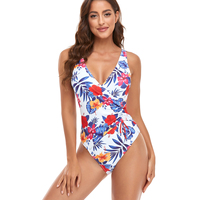 Usine dernière conception solide Sexy côté cravate une pièce Bikini vêtements de plage col en V maillot de bain portefeuille femmes imprimer Fitness maillots de bain sexy