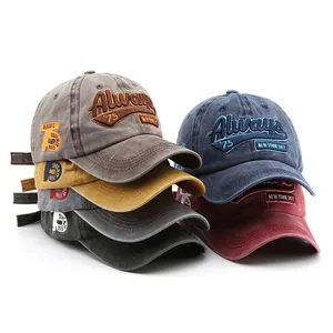 2023 Tampão do camionista pai chapéus logotipo bordado personalizado ajustável lavável unisex homens mulheres 6 painel lavagem algodão esporte boné de beisebol