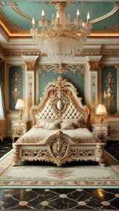Premium <b>Antique</b> Hand-Carved Solid Wood <b>Bed</b> <b>Frame</b> Luxury Wedding Bedroom Furniture - Product Image 2