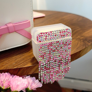 Funda de diamantes con purpurina y borlas a la moda para Apple <span class=keywords><strong>Airpods</strong></span> 1 2 3 4 Pro 2 Bling Girly, funda para auriculares inalámbricos, <span class=keywords><strong>caja</strong></span> de carga - Product Image 5