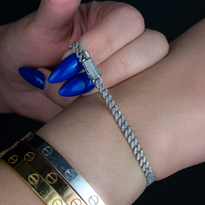 Pulsera de Eslabones Cubanos con Diamantes VVS Cultivados en Laboratorio, Corte Brillante Redondo, Joyería Fina de Lujo de Diseñador - Product Image 6