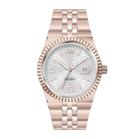 Montre-bracelet en quartz or rose OEM ODM, mouvement japonais, étanche 3 ATM, bracelet en acier inoxydable, affichage de la date, MOQ 500