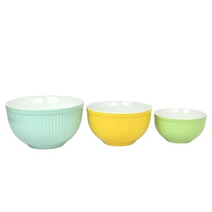 3 cái hai tông màu trộn bát thiết lập với embossment, Giá Bán Buôn Đồ đá rắn màu trộn bát - Product Image 1