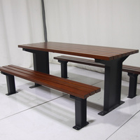 Table de pique-nique en bois moderne commerciale extérieure, ensemble de meubles de jardin, table à manger, terrasse extérieure, table de café et banc