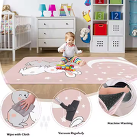 Tapis de sol en mousse pour chambre à coucher et chevet, en peluche, motif animal rose, dessin animé