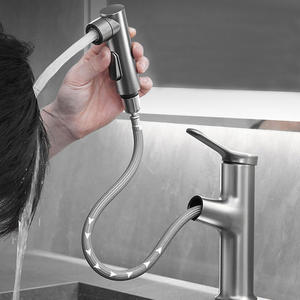 Rubinetto per Lavabo in Lega di Zinco Estraibile Monoforo con 3 Modalità, Miscelatore Acqua Calda e Fredda per Progetti Residenziali - Product Image 2