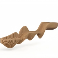 WD046 Décoration murale écologique en bois naturel, grand format, style Art Déco, faite à la main, durable, forme ondulée, pour salon ou bureau