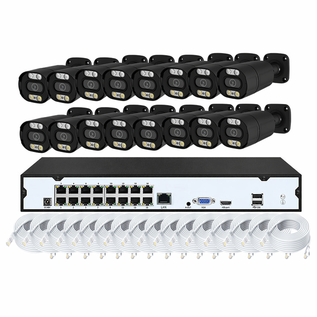 8MP Human Detection Outdoor Home Security Recording System 4K 4ch 8ch 16 Channel NVR Set with ColorVu Night Vision POE Camera